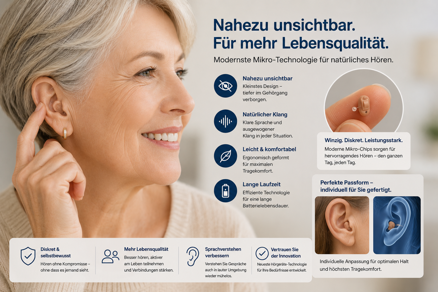 Nahezu unsichtbare Hörgerät-Mikrotechnologie